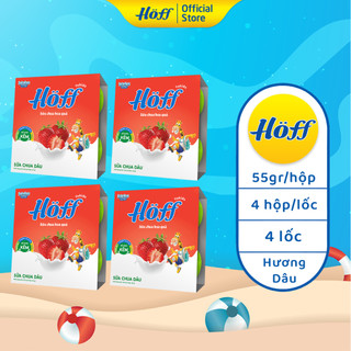 Sữa chua hoa quả Hoff vị DÂU TÂY cho bé từ 6 tháng tuổi, bổ sung men lợi khuẩn, tốt cho tiêu hóa - 4 LỐC (16 hộp x 55g)