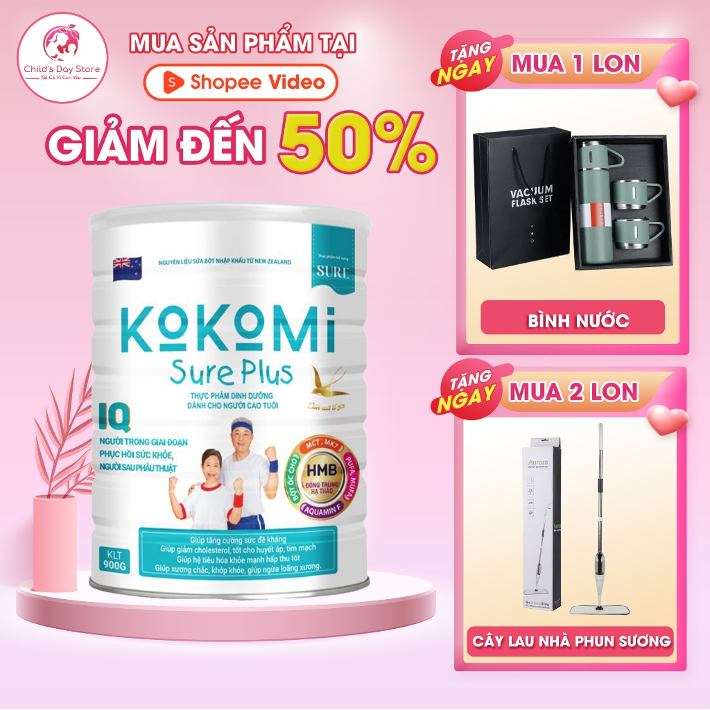 Sữa KOKOMI IQ sure plus - 900g, cung cấp dinh dưỡng cho người cao tuổi, người mới ốm dậy -Childs day store