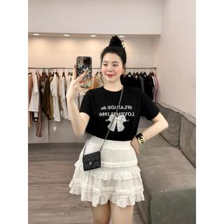 Set áo nơ mix chân váy ren trắng - ảnh thật