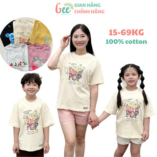 Áo thun bé trai bé gái Gee 100% cotton, áo phông unisex cộc tay mặc hè dễ thương, mềm mát, thấm hút mồ hôi, size 10-75kg