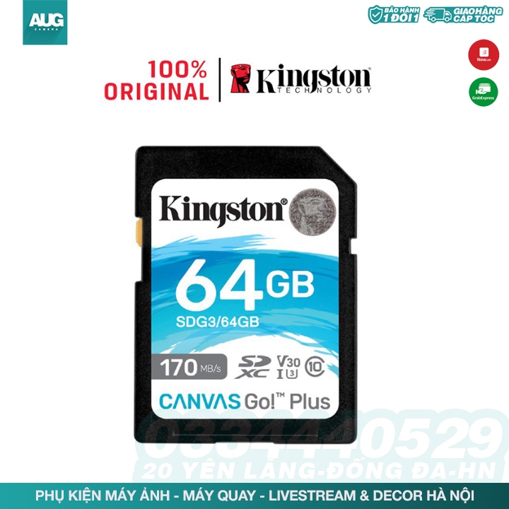 Thẻ nhớ Kingston Canvas Go Plus SD cho thiết bị ghi hình 4K SDG3/64G-512G