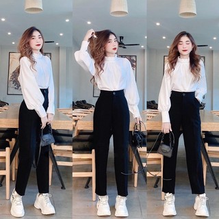Quần Tây công sỡ nữ lưng cao - Quần tây học sinh vải tuyết mưa