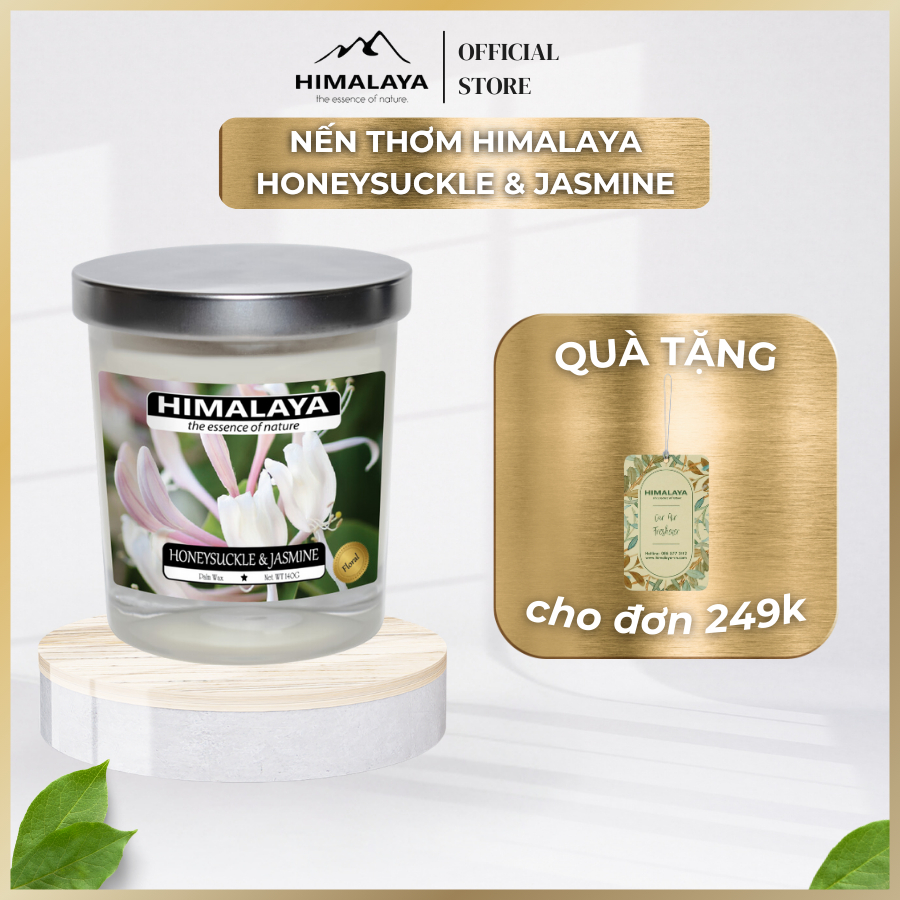 Nến thơm Himalaya hương Honeysuckle &amp; Jasmine 140g/size M/size L