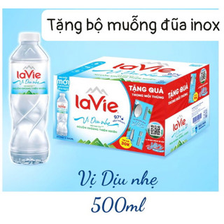 [hỏa tốc] [ tặng bộ muỗng đũa inox] thùng 24 chai nước suối Lavie vị dịu nhẹ 500ml