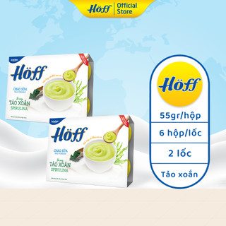 Combo 2 Cháo sữa tảo xoắn spirulina Hoff ăn dặm bổ sung chất xơ hỗ trợ tăng chiều cao, 2 lốc ( 24hộp x55g)