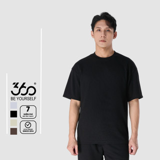 Áo phông trơn nam nữ Unisex ngắn tay lỡ 360Boutique thun dệt lỗ basic form rộng mát oversized đen trắng - APTOL503