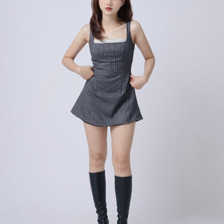 Seleen, Đầm váy ôm eo minimal sọc xám phối ren, WD0036
