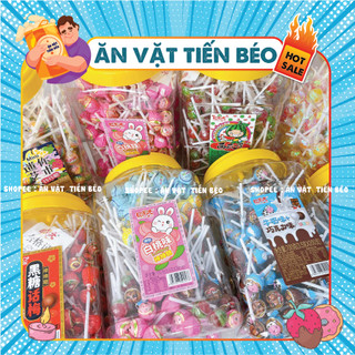 Sỉ 1 hộp 200 chiếc kẹo mút mini nhiều vị trái cây , cầu vông , dưa hấu .. thơm ngon hấp dẫn, đồ ăn vặt hot