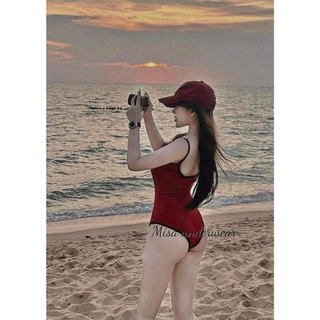 [ Bikini ] 1 mảnh đỏ viền đen