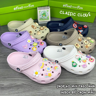 Dép sục Classic Nam nữ độ hoàn thiện cao, nhẹ, thoáng, siêu bền tặng kèm 12 charm gắn dép được chọn mẫu