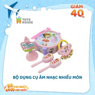 Set đồ chơi Xúc xắc, lục lạc, kèn, trống Toyshouse dành cho bé từ sơ sinh TH1220-733A giúp bé phát triển thính giác