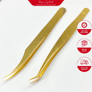Nhíp nối mi, nhíp tách mi màu vàng gold bao test