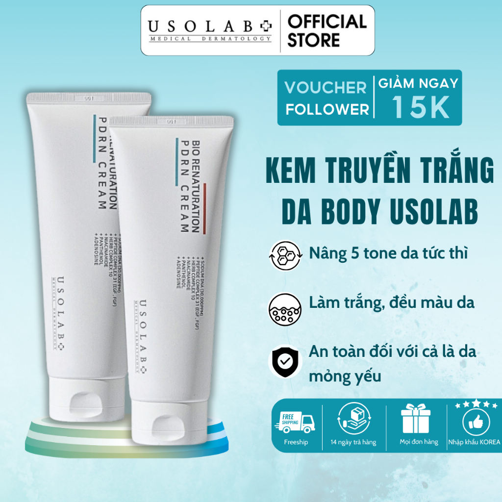 Kem body trắng da Usolab Bio Intensive Light Cream 250ml - Hỗ trợ nâng 5 tone da nhanh chóng