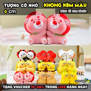 Tượng tô màu, CẶP ĐÔI THÚ CƯNG TRÁI CÂY, size M, thạch cao trắng (Không kèm màu), luyện vẽ, decor