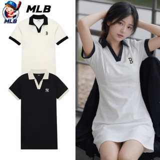 Váy polo nữ hai màu trắng đen thêu logo họa tiết trơn hàng xuất siêu xinh