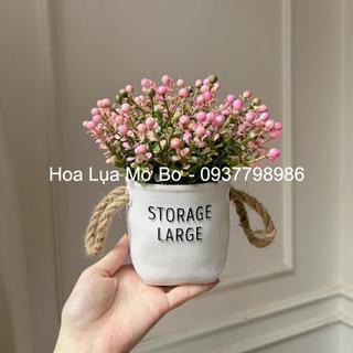 Chậu hoa giả - lẵng hoa hạt storage nhí để bàn trang trí mơ bơ - hoa giả cao cấp, decor trang trí