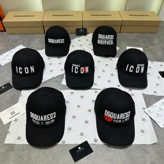 Mũ nón lưỡi trai nam nữ DSQ vải kaki cotton black thêu dệt chữ Dsq2 ICON lá phong đỏ hai mặt cao cấp