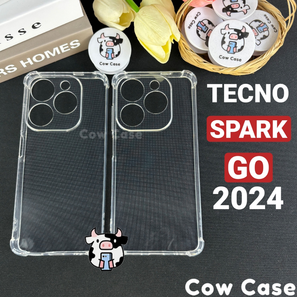 Ốp lưng Tecno Spark Go 2024 chống sốc silicon dẻo trong Cowcase | Vỏ điện thoại Techno bảo vệ camera toàn diện TRON