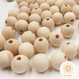 Hạt gỗ tròn mộc dùng làm lục lạc, đồ handmade size 18mm