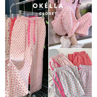 Quần ống suông chất đũi xốp họa tiết mini nhiều màu, quần dài nữ baby cute Okélla