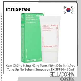 Kem Chống Nắng Nâng Tone Da, Kiềm Dầu Innisfree Tone Up No Sebum Sunscreen EX SPF50+ PA++++ 60ml