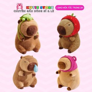 Thú bông chuột lang nón dâu capybara có chăn dễ thương