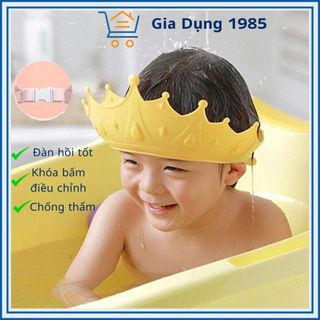 Mũ gội đầu chắn nước vương miện cho bé nhựa PP, có thể điều chỉnh vòng đầu