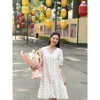 váy cổ V đuôi cá thô boi 2 lớp