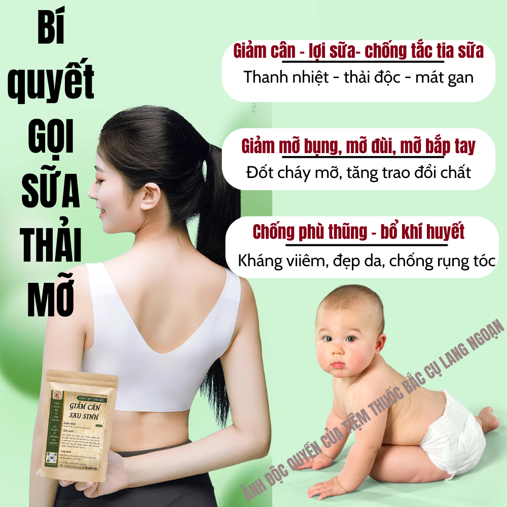 Viên uống giảm cân sau sinh Tiệm Thuốc Bắc Cụ Lang Ngoạn chỉ dành cho mẹ bỉm sữa từ 0 - 6 tháng ích sữa thải mỡ an toàn