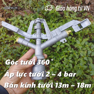 Béc phun bán kính 12-18m ren 34 ,béc tưới phun mưa cánh đập 2 tia zy-2