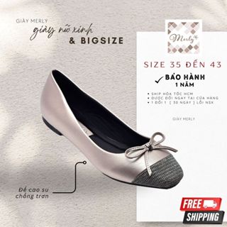 Giày Búp Bê Nữ Big Size 40 41 42 Mũi Vuông Nơ Xinh [ Merly 1202 ] Giày Mũi Vuông, Giày Bệt Nữ, Giày Công Sở Nữ, Bigsize
