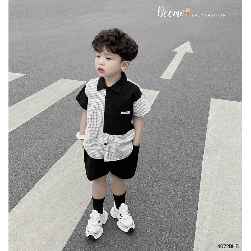 Bộ sơ mi kẻ bé trai 80-120