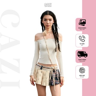 Cazi Ariya Top - Áo trễ vai kèm hoa