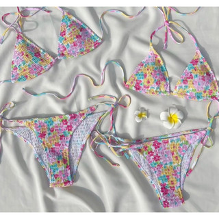 Bikini nhún 2 mảnh tam giác hoa nhí