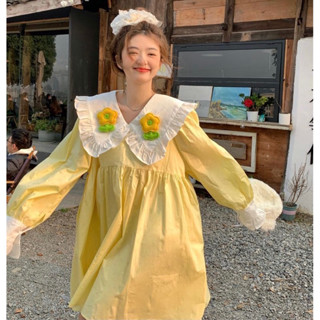 Váy baby doll dáng ngắn, tay phồng cổ búp bê xinh xắn