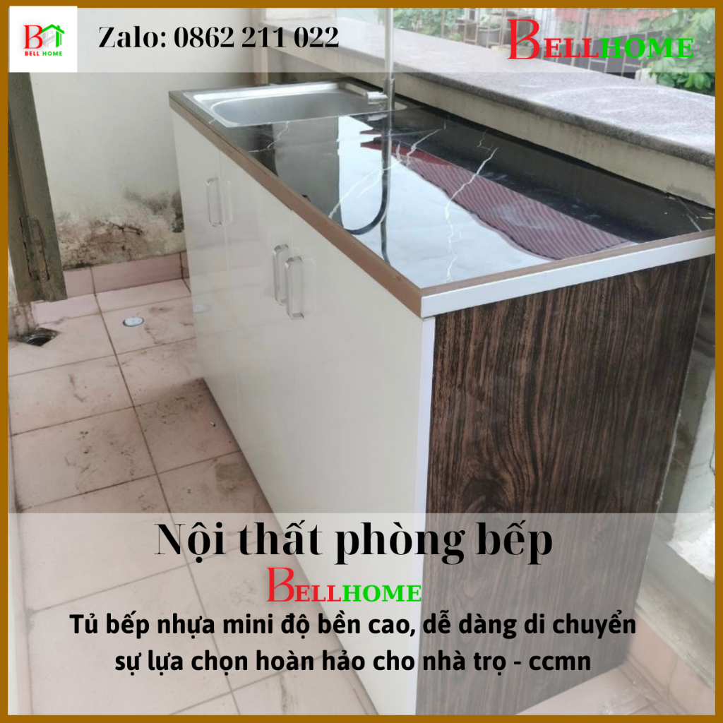 [Hà Nội] Tủ bếp bàn bếp kệ bếp kệ rửa chén nhựa mini có bồn rửa vòi dây cấp đầy đủ mặt ghạch free sh