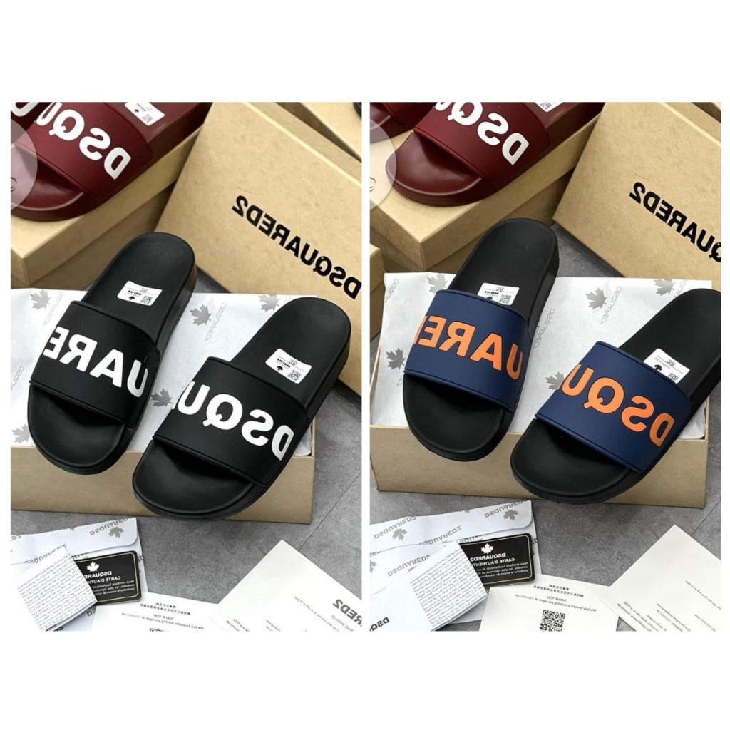 Dép Quai Ngang Nam Nữ DQS chữ trắng chữ cam phong cách độc lạ dép cháy phố 2024