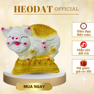 Heo đất bệ vàng, lợn đất tiết kiệm kèm bệ sơn vàng đồng trắng kiểu dáng sang trọng