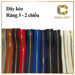 Dây kéo 2 chiều răng 3 - phụ kiện làm túi xách (không kèm đầu khóa)