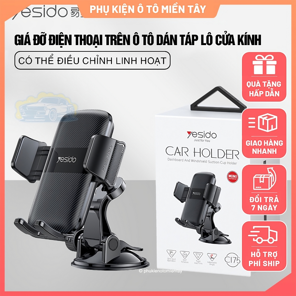 Giá Đỡ Điện Thoại Kẹp Điện Thoại Trên Ô tô, Dán bảng điều khiển, táp lô, Cửa Kính Dễ Sử Dụng YESIDO 2