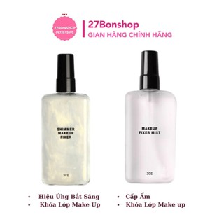 Xịt khoá nền 3ce shimmer makeup fixer & makeup fixer mist