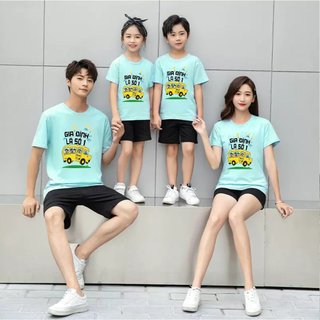 áo gia đình 3 người màu màu xanh màu tím màu cam chất cotton mịn mát giá sĩ