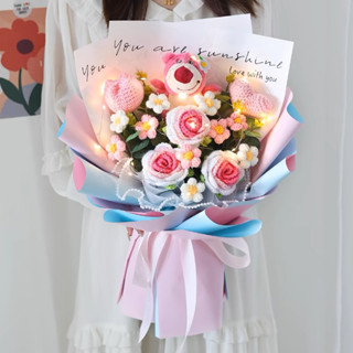 Bó hoa len mix gấu bông siêu đẹp làm quà tặng bạn gái,quà sinh Nhật, ngày kỉ niệm