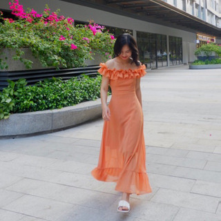 Váy maxi Rosie bèo vai - KA Clothing