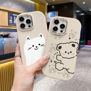 Ốp lưng Iphone XS/11 Pro/12/13 PM/14+/15 Pro/....chống sốc TPU viền bạc kim loại in hình bear