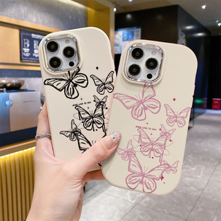 Ốp lưng Iphone XS/11 Pro/12/13 PM/14+/15 Pro/....chống sốc TPU viền bạc kim loại in hình con bướm