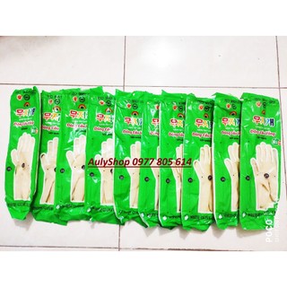 Bịch 10 đôi găng tay cao su Đông Cầu Vồng dài 35cm size M, găng tay rửa chén rửa bát