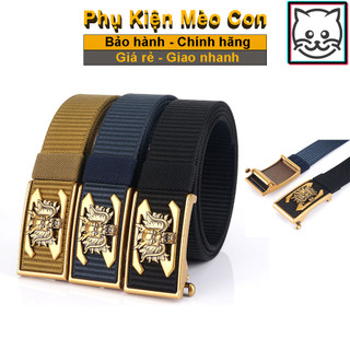 Thắt lưng vải dù kiểu dáng quân đội dành cho nam, thắt lưng mặt kim loại khóa tự động