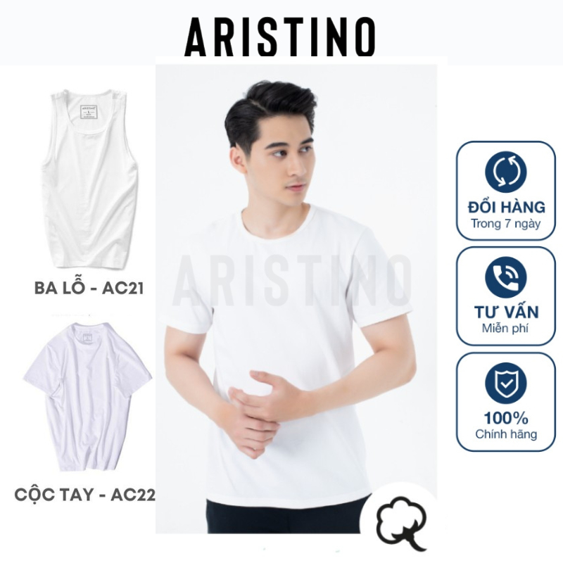 Áo thun cộc tay AC22 - ba lỗ  AC21 chính hãng Aristino chất liệu cotton cao cấp thấm hút mồ hôi tốt