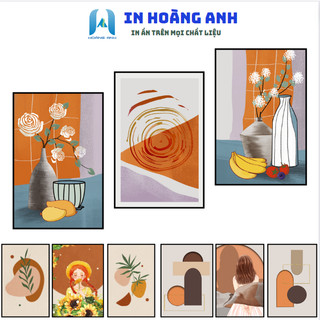 Bộ 3 tranh treo cầu thang tráng gương, canvas hiện đại, trừu tượng độc đáo, phòng khách sang trọng